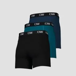 ICANIWILL Boxer 3-Pack, Black/Teal -butik med fitnessudstyr 11364 185R ICANIWILL Boxer 3 Pack Black Teal 02 0321 2