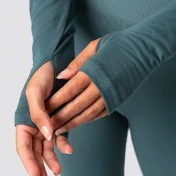 ICANIWILL Define Cropped 1/4 Zip Adjustable, Jungle Green -butik med fitnessudstyr 11919 051R ICANIWILL Define Cropped Zip Adjustable Jungle Green 2 0821