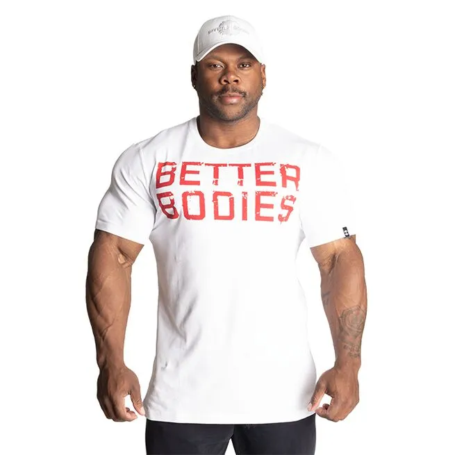 Better Bodies Basic Tapered Tee, White/Red 1 Better Bodies Basic Tapered Tee, White/Red