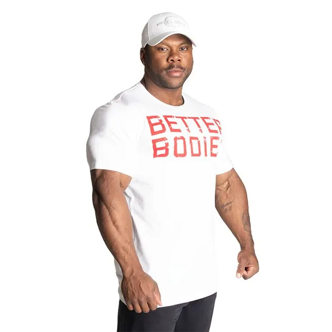 Better Bodies Basic Tapered Tee, White/Red 2 Better Bodies Basic Tapered Tee, White/Red - Billede 2