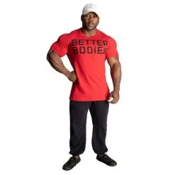 Better Bodies Basic Tapered Tee, Chili Red -butik med fitnessudstyr 121050370R Better Bodies Basic Tapered Tee Chili Red 05 0922