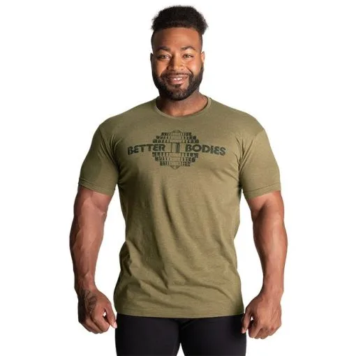 Better Bodies Recruit Tee, Army Green Melange -butik med fitnessudstyr 121053600R Better Bodies Recruit Tee Army Green Melange 01 0622