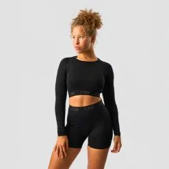 ICANIWILL Define Seamless Long Sleeve Crop Top, Black