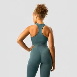 ICANIWILL Define Seamless Logo Cropped Tank Top, Jungle Green -butik med fitnessudstyr 13029 051R ICANIWILL Define Seamless Logo Cropped Tank Top Jungle Green 02 sep22