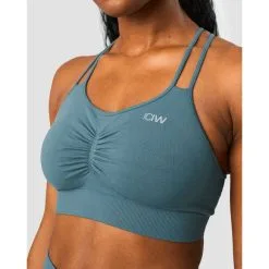 ICANIWILL Define Seamless Scrunch Sports Bra, Jungle Green -butik med fitnessudstyr 13036 051R ICIW Define Seamless Scrunch Sports Bra Jungle Green 03 juli22