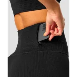 ICANIWILL Ribbed Define Seamless Pocket Tights, Black -butik med fitnessudstyr 13058 001R ICIW Ribbed Define Seamless Pocket Tights Black 04 aug22