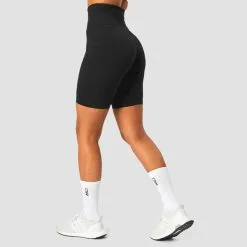 ICANIWILL Ribbed Define Seamless Pocket Biker Shorts, Black -butik med fitnessudstyr 13059 001R ICIW Ribbed Define Seamless Pocket Biker Shorts Black 02 aug22