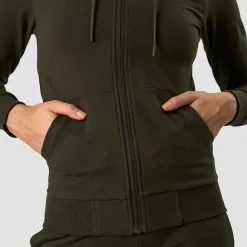 ICANIWILL Activity Zip Hoodie, Dark Army Green -butik med fitnessudstyr 13063 270R ICANIWILL Activity Zip Hoodie Dark Army Green 04 0922