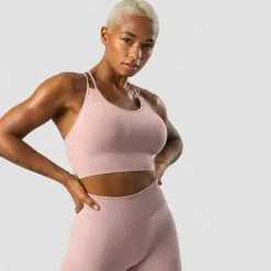 ICANIWILL Ribbed Define Seamless Sports Bra, Light Mauve