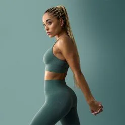 ICANIWILL Ribbed Define Seamless Tights, Sea Green -butik med fitnessudstyr 13076 286R ICANIWILL Ribbed Define Seamless Tights Sea Green 06 1222