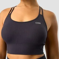 ICANIWILL Ribbed Define Seamless Sports Bra, Dark Graphite -butik med fitnessudstyr 13105 261R ICANIWILL Ribbed Define Seamless Sports Bra Dark Graphite 03 0922