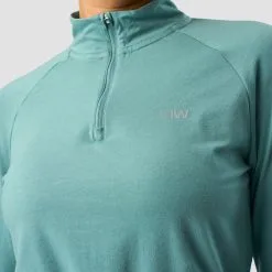 ICANIWILL Define Cropped 1/4 Zip Adjustable, Mineral Green -butik med fitnessudstyr 13109 278R ICANIWILL Define Cropped 1 4 Zip Adjustable Mineral Green 03 0922