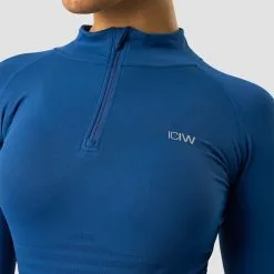 ICANIWILL Define Cropped 1/4 Zip, Dark Navy -butik med fitnessudstyr 13111 033R ICANIWILL Define Cropped 1 4 Zip Dark Navy 03 0922