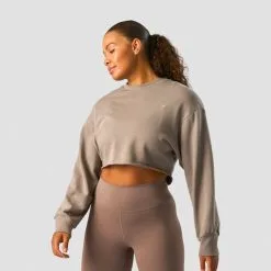 ICANIWILL Nimble Cropped Crewneck, Greige -butik med fitnessudstyr 13131 200R ICANIWILL Nimble Cropped Crewneck Greige 01 dec22