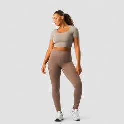 ICANIWILL Nimble Soft Cropped T-shirt, Greige -butik med fitnessudstyr 13139 200R ICANIWILL Nimble Soft Cropped T shirt Greige 05 dec22
