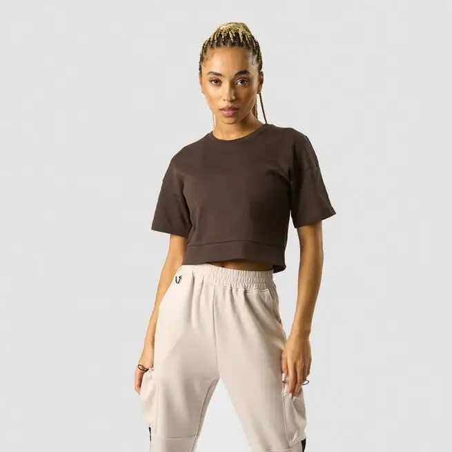ICANIWILL Stance Cropped T-shirt, Dark Brown 1 ICANIWILL Stance Cropped T-shirt, Dark Brown