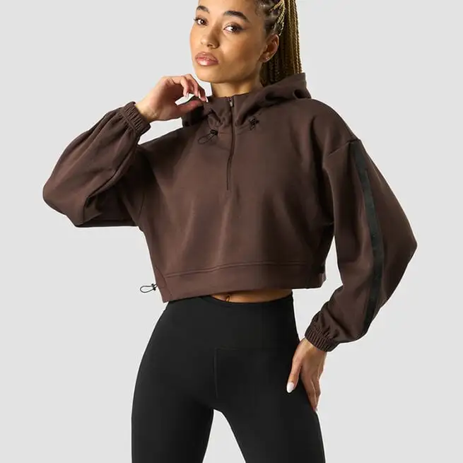 ICANIWILL Stance Cropped Hoodie, Dark Brown 2 ICANIWILL Stance Cropped Hoodie, Dark Brown - Billede 2