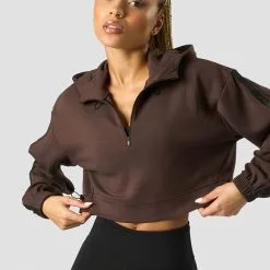 ICANIWILL Stance Cropped Hoodie, Beige -butik med fitnessudstyr 13185 284R ICANIWILL Stance Cropped Hoodie DarkBrown 0123 6