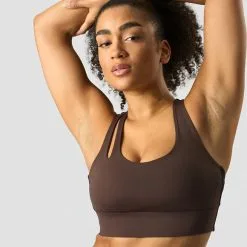 ICANIWILL Stance Sports Bra, Dark Brown -butik med fitnessudstyr 13186 284R ICANIWILL Stanc Sports Bra DarkBrown 0123 6 1