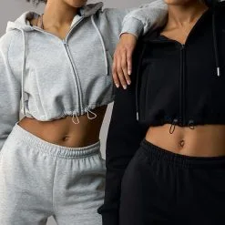 ICANIWILL Everyday Cropped Hoodie Wmn, Light Grey Melange -butik med fitnessudstyr 13191 069R ICANIWILL Everyday Cropped Hoodie Wmn Light Grey Melange 06 1122