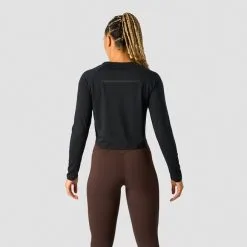 ICANIWILL Stride Cropped Long Sleeve, Sea Green -butik med fitnessudstyr 13209 001R ICIW Stride Cropped Long Sleeve Black 03 feb23