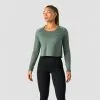 ICANIWILL Stride Cropped Long Sleeve, Sea Green