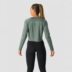 ICANIWILL Stride Cropped Long Sleeve, Sea Green -butik med fitnessudstyr 13209 286R ICIW Stride Cropped Long Sleeve Sea Green 02 feb23