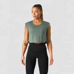 ICANIWILL Stride Cropped Tank, Sea Green