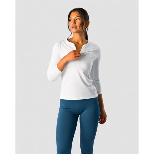 ICANIWILL Charge Zipper 7/8 Sleeve Wmn, White -butik med fitnessudstyr 13259 002R ICANIWILL Charge Zipper 78 Sleeve Wmn White 01 april23