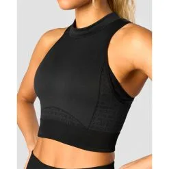 ICANIWILL Signature Seamless Cropped Tank Top, Black -butik med fitnessudstyr 13293 001R ICANIWILL Signature Seamless Cropped Tank Top Black 04 maj23