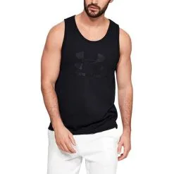 Under Armour UA Sportstyle Logo Tank, Steel -butik med fitnessudstyr 1329589 001r under armour sportstyle logo tank black