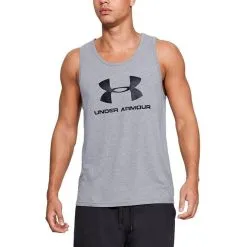 Under Armour UA Sportstyle Logo Tank, Steel -butik med fitnessudstyr 1329589 036r under armour sportstyle logo tank steel 2 1