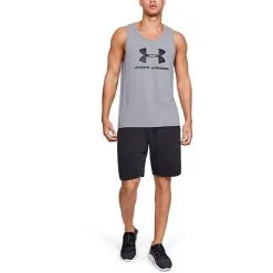 Under Armour UA Sportstyle Logo Tank, Steel -butik med fitnessudstyr 1329589 036r under armour sportstyle logo tank steel 3 1
