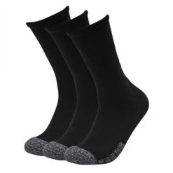 Under Armour UA Heatgear Crew 3-pack Socks, White -butik med fitnessudstyr 1346751 001 UA Heatgear Crew 3 pack Socks Black 1
