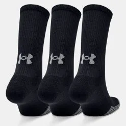 Under Armour UA Heatgear Crew 3-pack Socks, White -butik med fitnessudstyr 1346751 001 UA Heatgear Crew 3 pack Socks Black