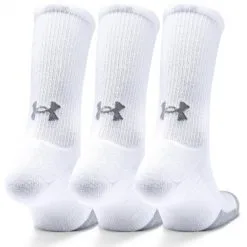 Under Armour UA Heatgear Crew 3-pack Socks, White -butik med fitnessudstyr 1346751 100 R UA Heatgear Crew 3 pack Socks White 1