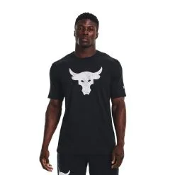 UA Project Rock Brahma Bull SS Ivory -butik med fitnessudstyr 1361733 003R UA Project Rock Brahma Bull SS Black 01 jan23