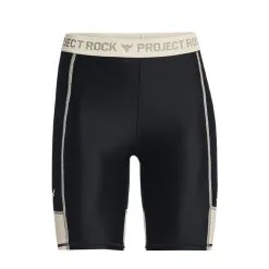 UA Project Rock Bike Short, Black/Summit White -butik med fitnessudstyr 1373588 001R Project Rock UA Project Rock Bike Short Black Summit White 05 0922