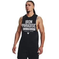 UA Project Rock Iron Muscle Tank Blue Mirage -butik med fitnessudstyr 1377290 001R UA ProjectRock Iron Muscle Tank Black 0123 1