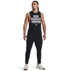 UA Project Rock Iron Muscle Tank Blue Mirage -butik med fitnessudstyr 1377290 001R UA ProjectRock Iron Muscle Tank Black 0123 4