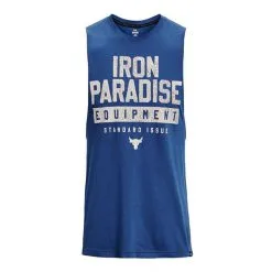 UA Project Rock Iron Muscle Tank, Black -butik med fitnessudstyr 1377290 471R UA Project Rock Iron Muscle Tank Blue Mirage 0123 2