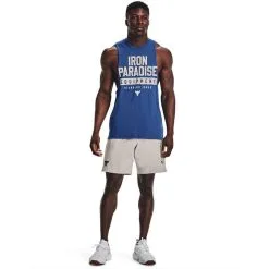 UA Project Rock Iron Muscle Tank Blue Mirage -butik med fitnessudstyr 1377290 471R UA Project Rock Iron Muscle Tank Blue Mirage 0123 2 1