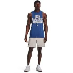 UA Project Rock Iron Muscle Tank Blue Mirage -butik med fitnessudstyr 1377290 471R UA Project Rock Iron Muscle Tank Blue Mirage 0123 2