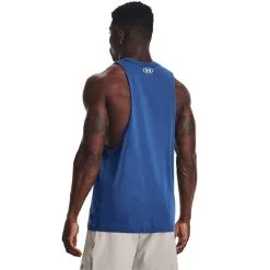 UA Project Rock Iron Muscle Tank, Black -butik med fitnessudstyr 1377290 471R UA Project Rock Iron Muscle Tank Blue Mirage 0123 5 2