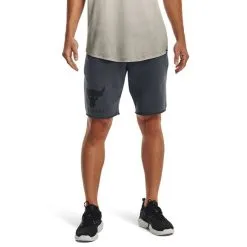 Project Rock Brahma Bull Terry Shorts, Pitch Gray -butik med fitnessudstyr 1377429 012R UA Project Rock Brahma Bull Terry Shorts Pitch Gray 01 jan23 2