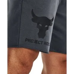 Project Rock Brahma Bull Terry Shorts, Black -butik med fitnessudstyr 1377429 012R UA Project Rock Brahma Bull Terry Shorts Pitch Gray 04 jan23