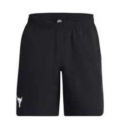Project Rock Woven Shorts Black -butik med fitnessudstyr 1377431 001R UA Project Rock Woven Shorts Black 05 jan23