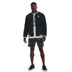 Project Rock Mesh Varsity Jacket Black -butik med fitnessudstyr 1377437 001R UA Project Rock Mesh Varsity Jacket Black 04 jan23