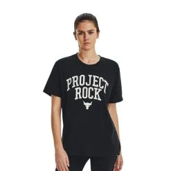 Project Rock Heavyweight Campus T-shirt Black -butik med fitnessudstyr 1377449 001R UA Project Rock Hwt Campus T shirt Black 01 jan23 1