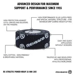 REHBAND RX Athletic Power Wrap, 25mm X 4,5m -butik med fitnessudstyr 20117999 Rehband RX Athletic Power Wrap 25mm x 4.5m Black 03 0422